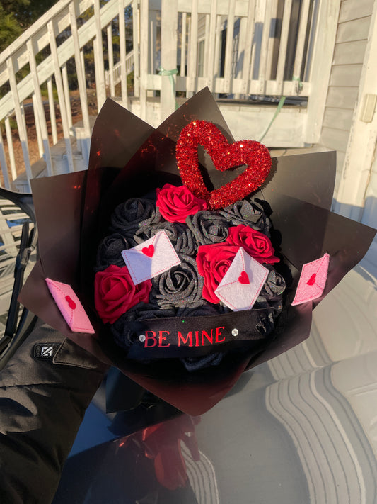 Valentine’s Day red and black bouquet