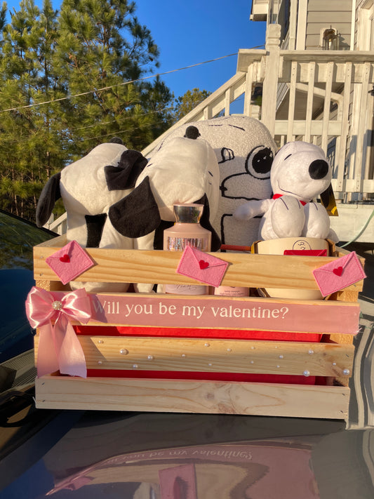 Snoopy v-day proposal basket