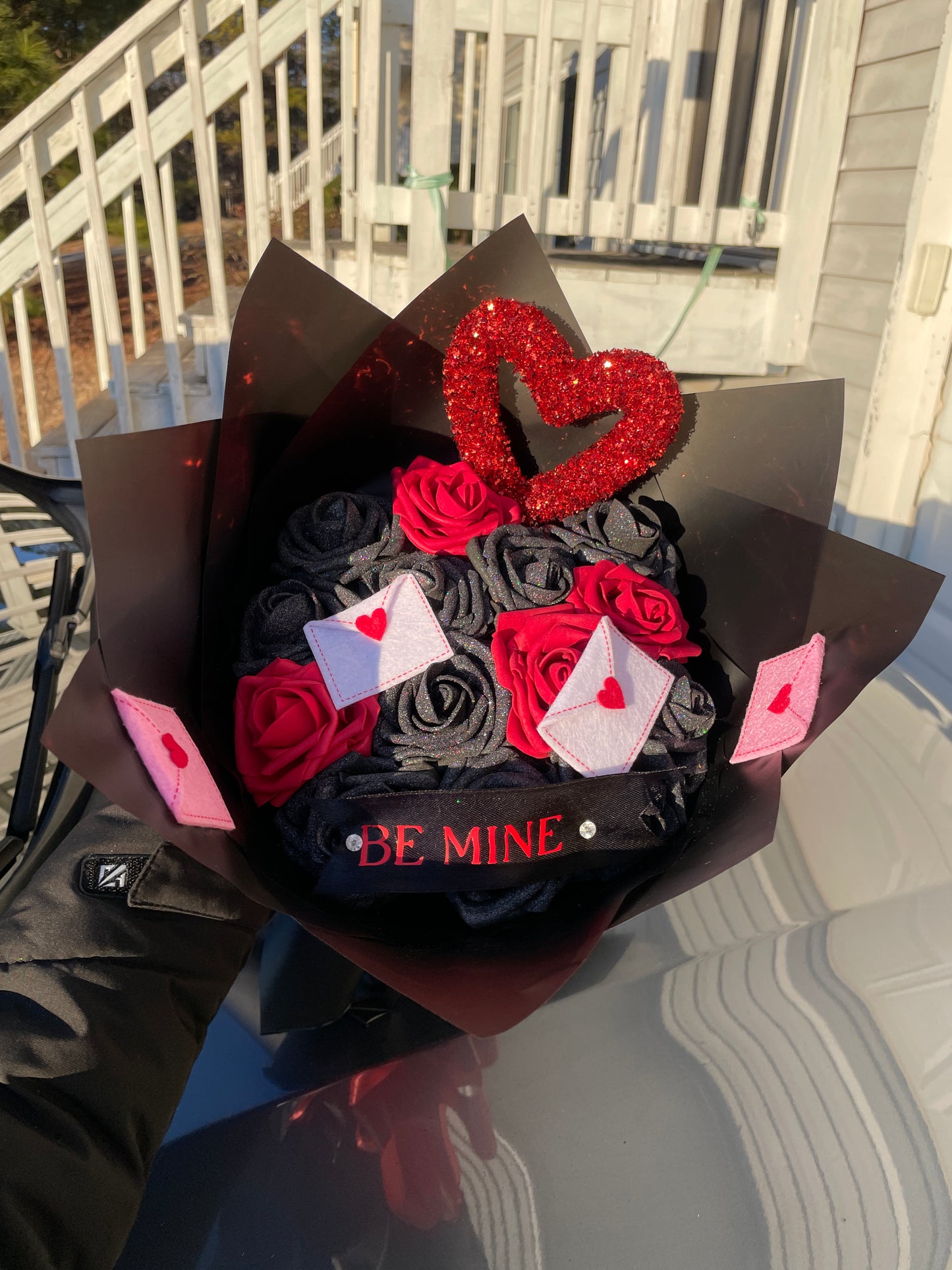 Valentine’s Day red and black bouquet