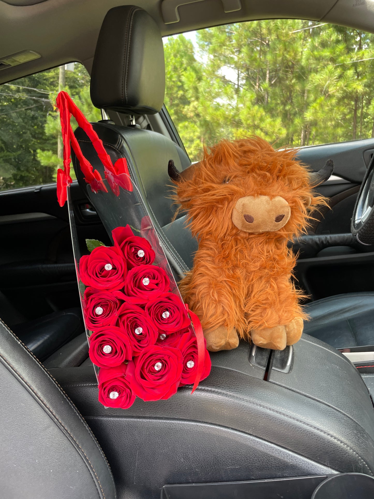 Deluxe purse with bouquet (18ct) & plush💐👛