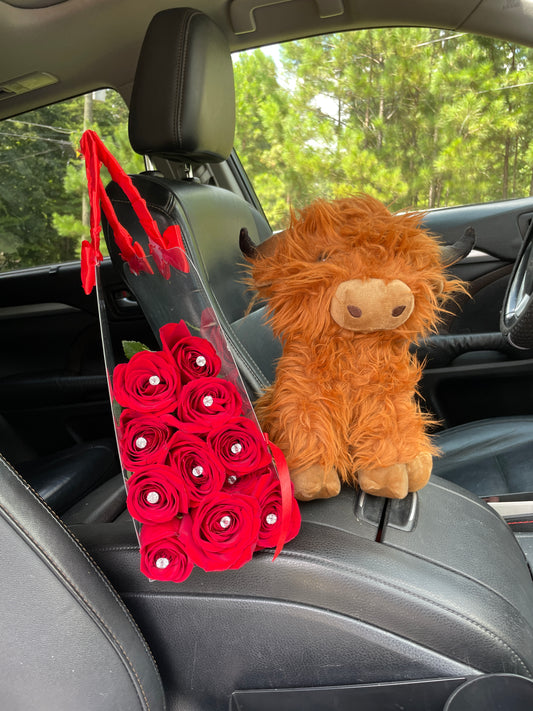 Deluxe purse with bouquet (18ct) & plush💐👛